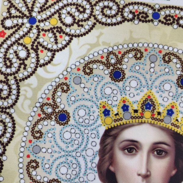 ЖЛ-4719 Святая Екатерина в жемчуге и кристаллах, набор для вышивки бисером иконы ЖЛ-4719 фото