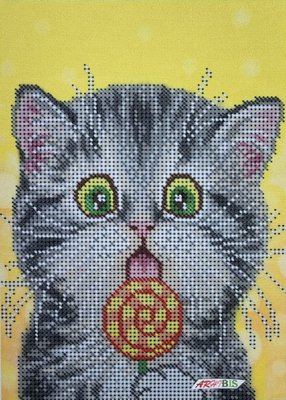 А5-Д-488 Кіт із цукеркою, набір для вишивання бісером картини А5-Д-488 фото