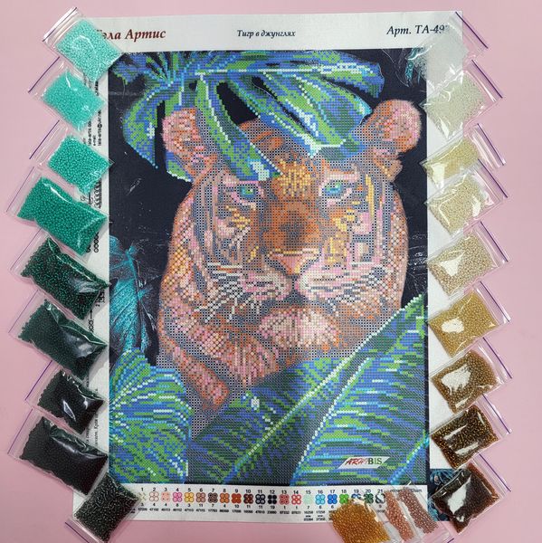 ТА-491 Тигр в джунглях, набор для вышивки бисером картины ТА-491 фото