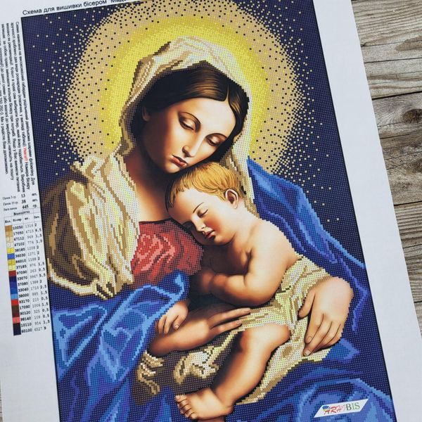 3002 Мадонна з немовлям, набір для вишивки бісером ікони 3002 фото