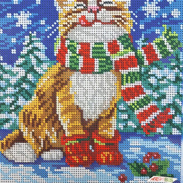 2249 Зимовий кіт, набір для вишивання бісером картини 2249 фото