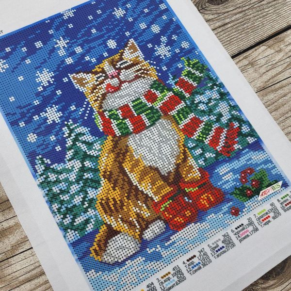 2249 Зимний кот, набор для вышивки бисером картины 2249 фото