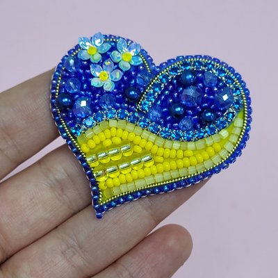 Б-308 Украинское сердце, набор для вышивки броши АБВ 00127426 фото
