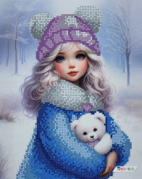 В253 Зимова прогулянка, набір для вишивки бісером картини з дівчинкою В253 фото