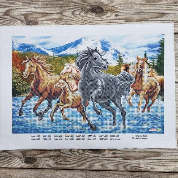 3563 Гірські скакуни, набір для вишивання бісером картини з конями 3563 фото