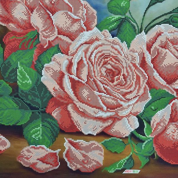 А2-К-1234 Рожевий букет троянд, схема для вишивання бісером картини схема-ак-А2-К-1234 фото