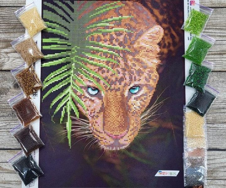 ТА-490 Ягуар в джунглях, набор для вышивки бисером картины ТА-490 фото