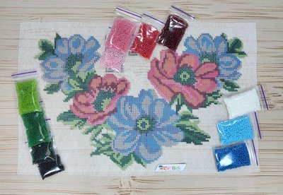 Ф-023 Цветы, набор для вышивки бисером на водоростворимом флизелине Ф-023 фото