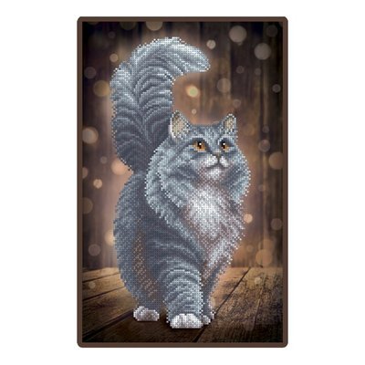 Т-1349 Сірий кіт, набір для вишивання бісером картини Т-1349 фото