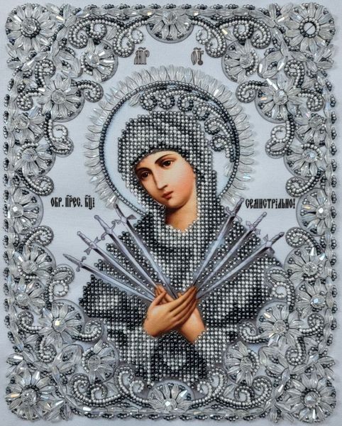 А4Р_626 Семистрельная Икона Божией Матери в хрустале, набор для вышивки бисером иконы А4Р_626 фото