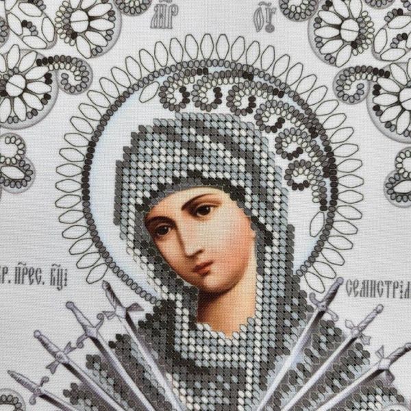 А4Р_626 Семистрільна Ікона Божої Матері у кришталі, набір для вишивки бісером ікони А4Р_626 фото