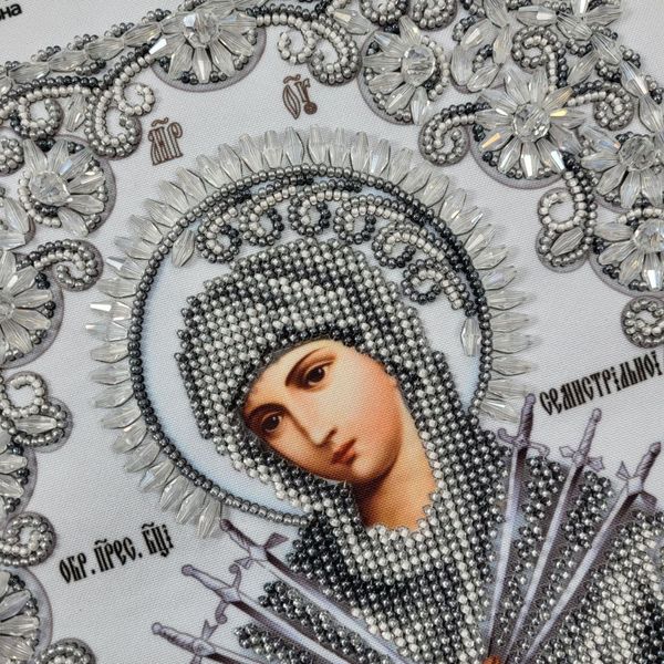 А4Р_626 Семистрільна Ікона Божої Матері у кришталі, набір для вишивки бісером ікони А4Р_626 фото