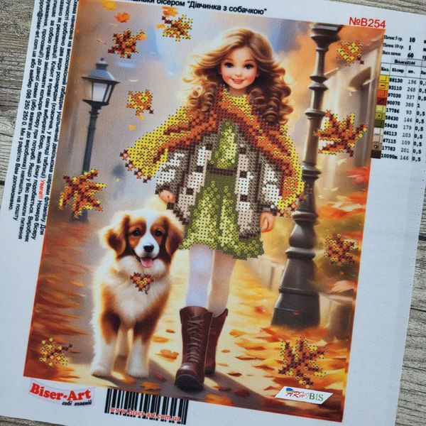 В254 Девочка с собачкой, набор для вышивки бисером картины В254 фото