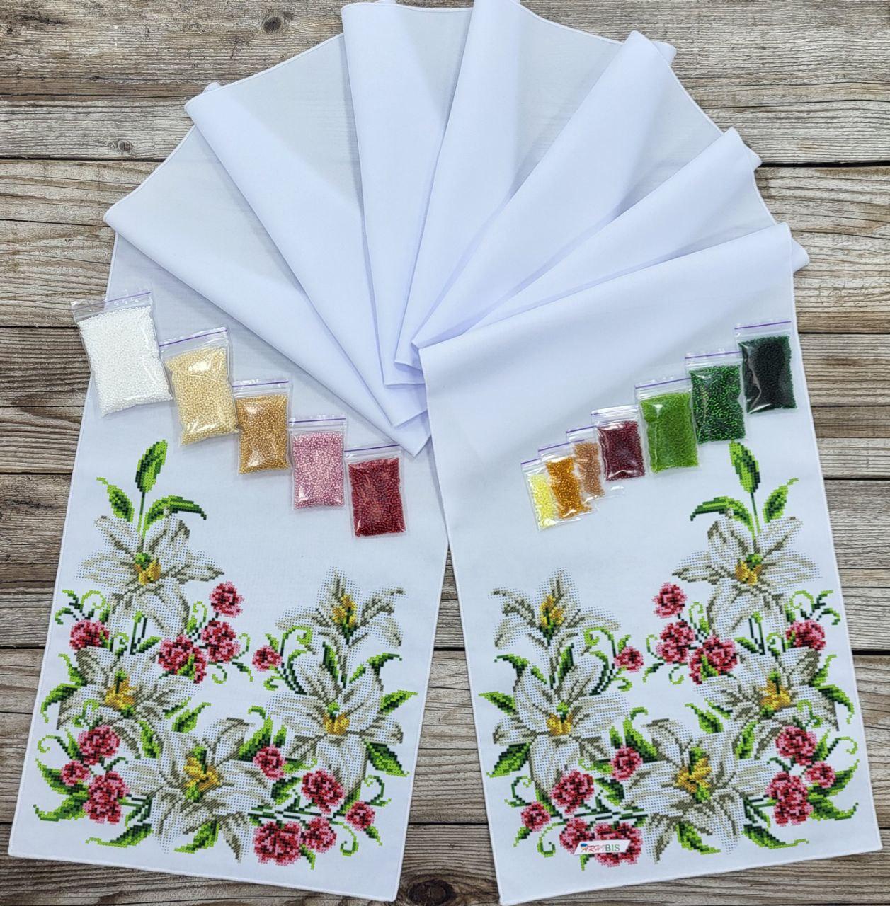 Фото набору для вишивки бісером весільного рушника з ліліями