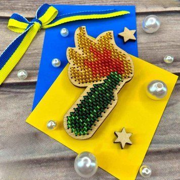 Брошка_113 Коктель Молотова, заготовка для вишивки бісером брошки схема-вр-Брошка_113 фото