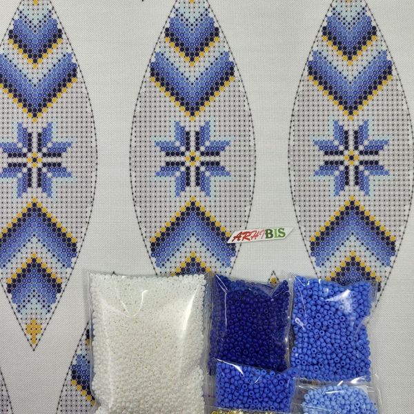 В-022 Голубая звезда набор для вышивки бисером елочной игрушки шара В-022 фото