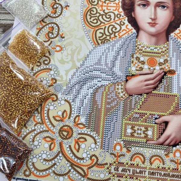 ЖС-3015 Святий Пантелеймон Цілитель у перлах, набір для вишивання бісером ікони ЖС-3015 фото