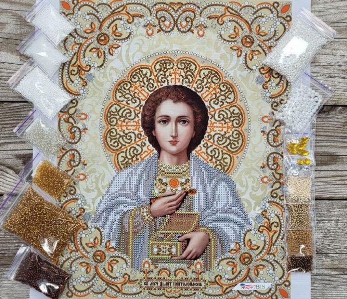 ЖС-3015 Святой Пантелеймон Целитель в жемчуге, набор для вышивки бисером иконы ЖС-3015 фото