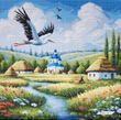 ЗПП-041 Лелека над селом (40*40 см), набір для вишивки бісером картини