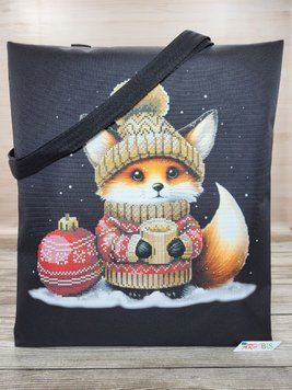 Шоппер_636 Little Fox with Coffee (38*42 cm), bead embroidery kit for a tote bag