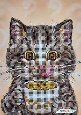 А5-Д-485 Кіт із кавою, набір для вишивання бісером картини А5-Д-485 фото