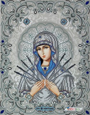 ЖС-3009 Богородица Семистрельная в жемчуге, набор для вышивки бисером иконы ЖС-3009 фото