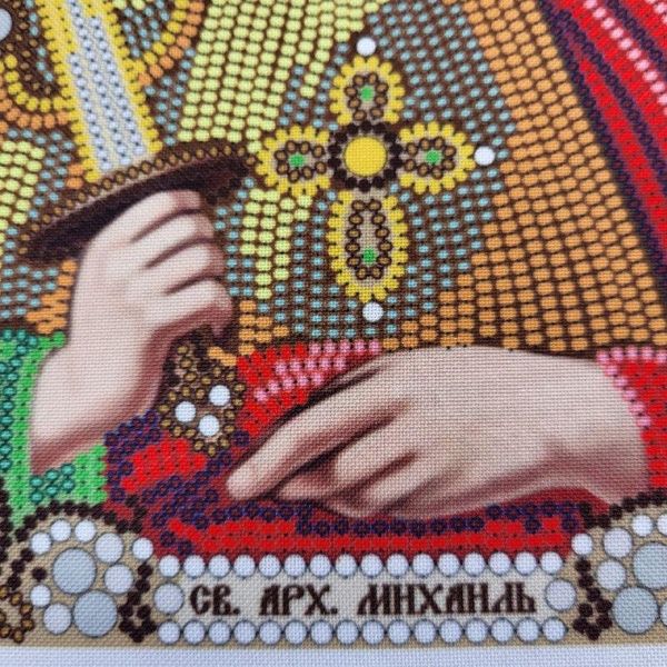 ЖК-4012 Архангел Михаїл в перлах та кристалах, набір для вишивання бісером ікони ЖК-4012 фото