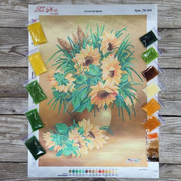 TK-058 Sunny Bouquet (30*42 cm), bead embroidery kit of the picture with sunflowers