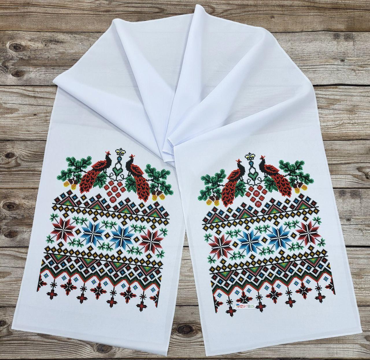 Фото набора для вышивки бисером свадебного рушника с павлинами