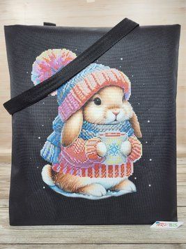 Шоппер_635 Bunny with Coffee (38*42 cm), bead embroidery kit for a tote bag