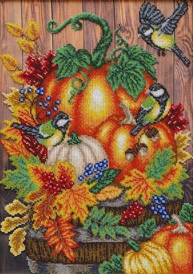 Т-1283 Золота осінь, набір для вишивання бісером картини з синицями Т-1283 фото