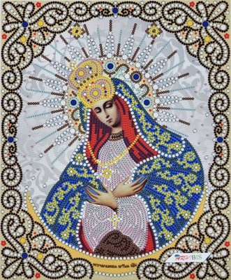 ЖЛ-4712 Богородица Остробрамская в жемчуге и кристаллах, набор для вышивки бисером иконы ЖЛ-4712 фото