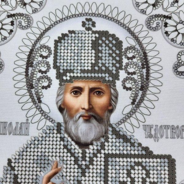 А4Р_623 Святий Миколай у кришталі, набір для вишивки бісером ікони А4Р_623 фото