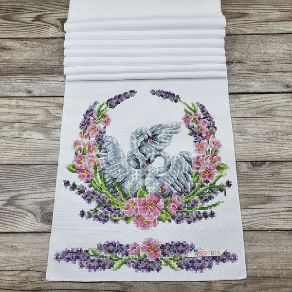 8067 Large Wedding Towel 220*30 cm with Swans, bead embroidery kit