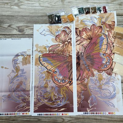 СК-009 Бархатные крылья, набор для вышивки бисером модульной картины, триптиха с бабочкой ТА 00009 фото