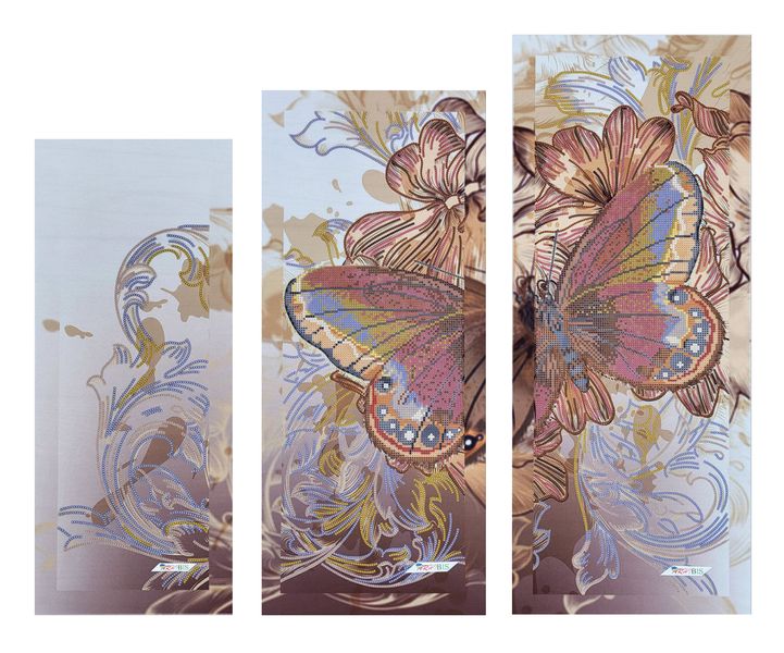 СК-009 Бархатные крылья, набор для вышивки бисером модульной картины, триптиха с бабочкой СК-009 фото