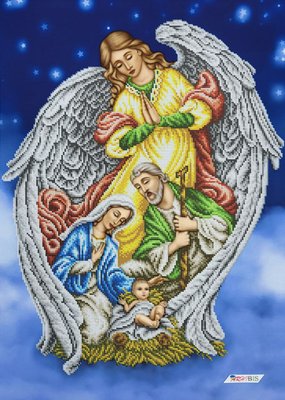 БСР-2142 Святая семья с ангелом, набор для вышивки бисером иконы БСР-2142 фото