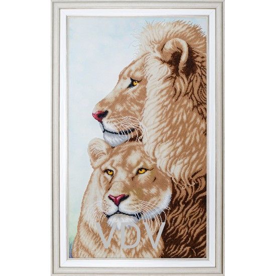 Т-1192 Кохання в Савані, набір для вишивання бісером картини з левами Т-1192 фото