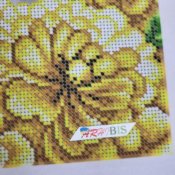 БС-3494 Girl in Yellow Flowers (27*36 cm), bead embroidery kit for a picture