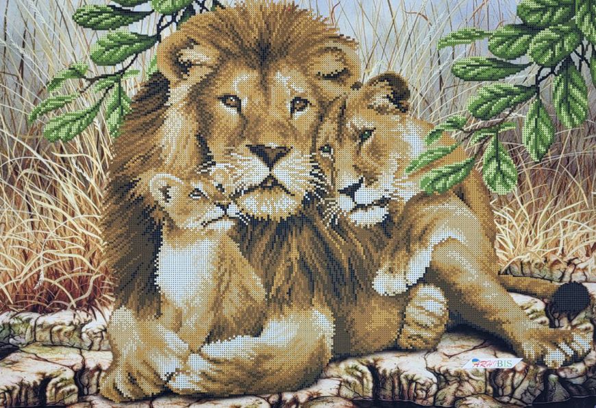 А2-К-496 Сімейство левів, схема для вишивання бісером картини схема-ак-А2-К-496 фото