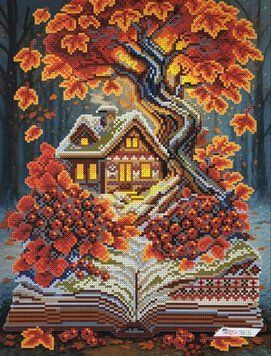 А3Н_569 Осінь - книжка і будиночок (36,5*27 см), схема для вишивки бісером картини схема-вр-А3Н_569 фото