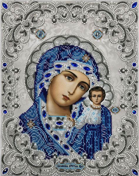 ЖС-3001 Богородица Казанская в жемчуге, набор для вышивки бисером иконы ЖС-3001 фото