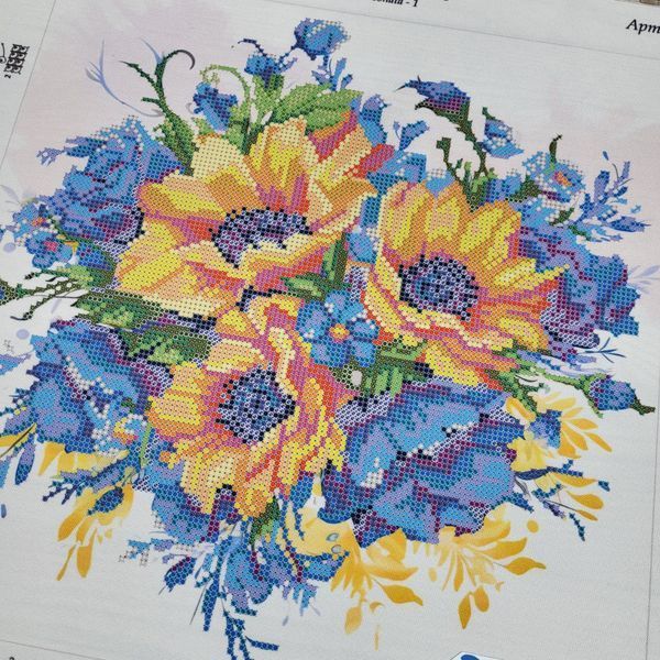 TA-516 Yellow-and-Blue Sonata-1 (30*30 cm), bead embroidery pattern of the patriotic picture