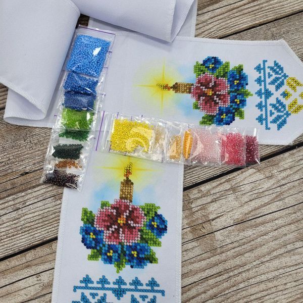 БК_078 Easter Bow with Ukrainian Symbols for a Basket (11*140 cm), bead embroidery kit