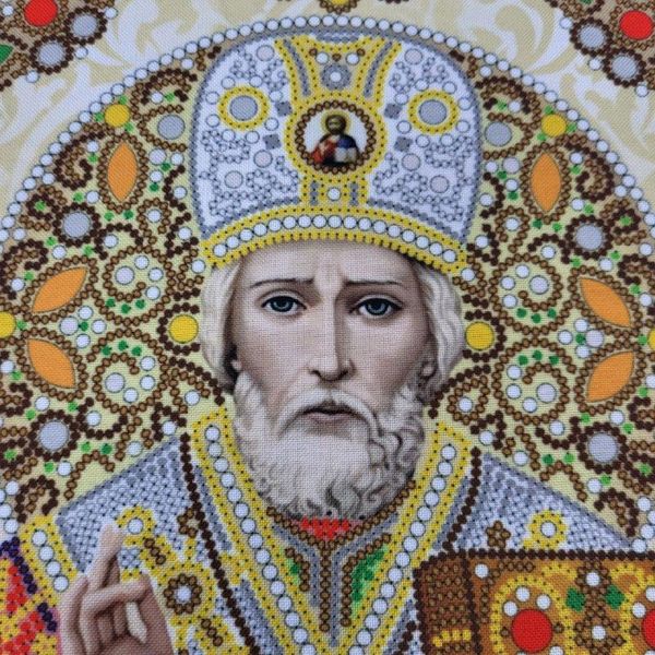 ЖК-4007 Святой Николай Чудотворец в жемчуге и кристаллах, набор для вышивки бисером иконы ЖК-4007 фото