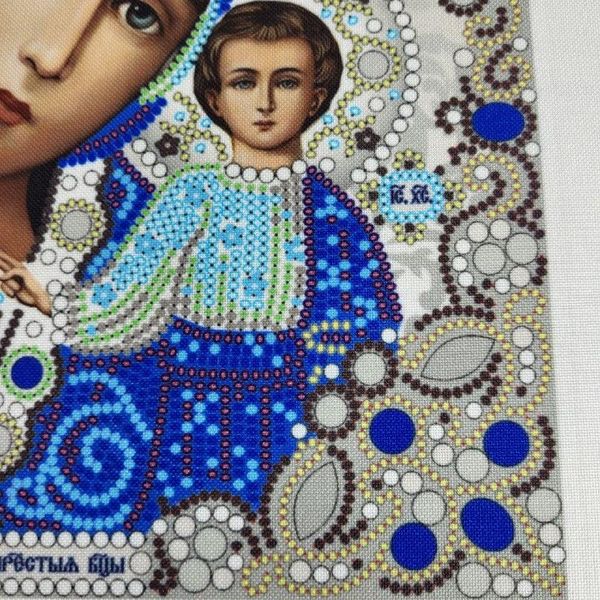 ЖК-4003 Богородиця Казанська у сріблі з перлинами та камінням, набір для вишивки ікони ЖК-4003 фото