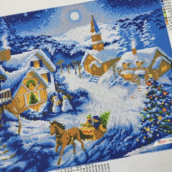 3027 Рождественский пейзаж, набор для вышивки бисером картины АБВ 00016667 фото
