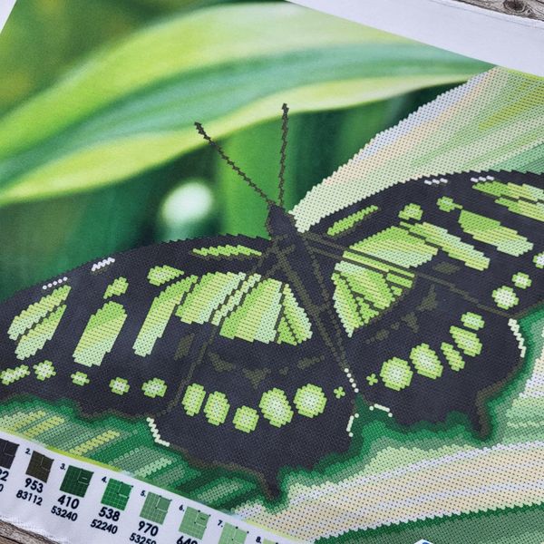 ММЖМ-004 Зелений метелик, набір для вишивання бісером картини ММЖ-004 фото