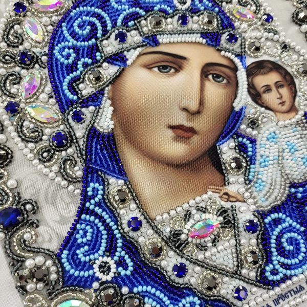 ЖК-4003 Богородица Казанская в серебре с жемчугом и камнями, набор для вышивки иконы ЖК-4003 фото