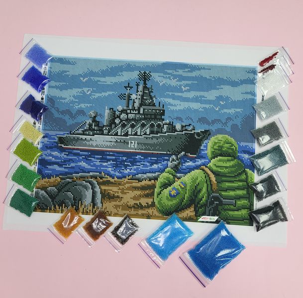 А4Н_544 Русский военный корабль, набір для вишивання бісером картини А4Н_544 фото
